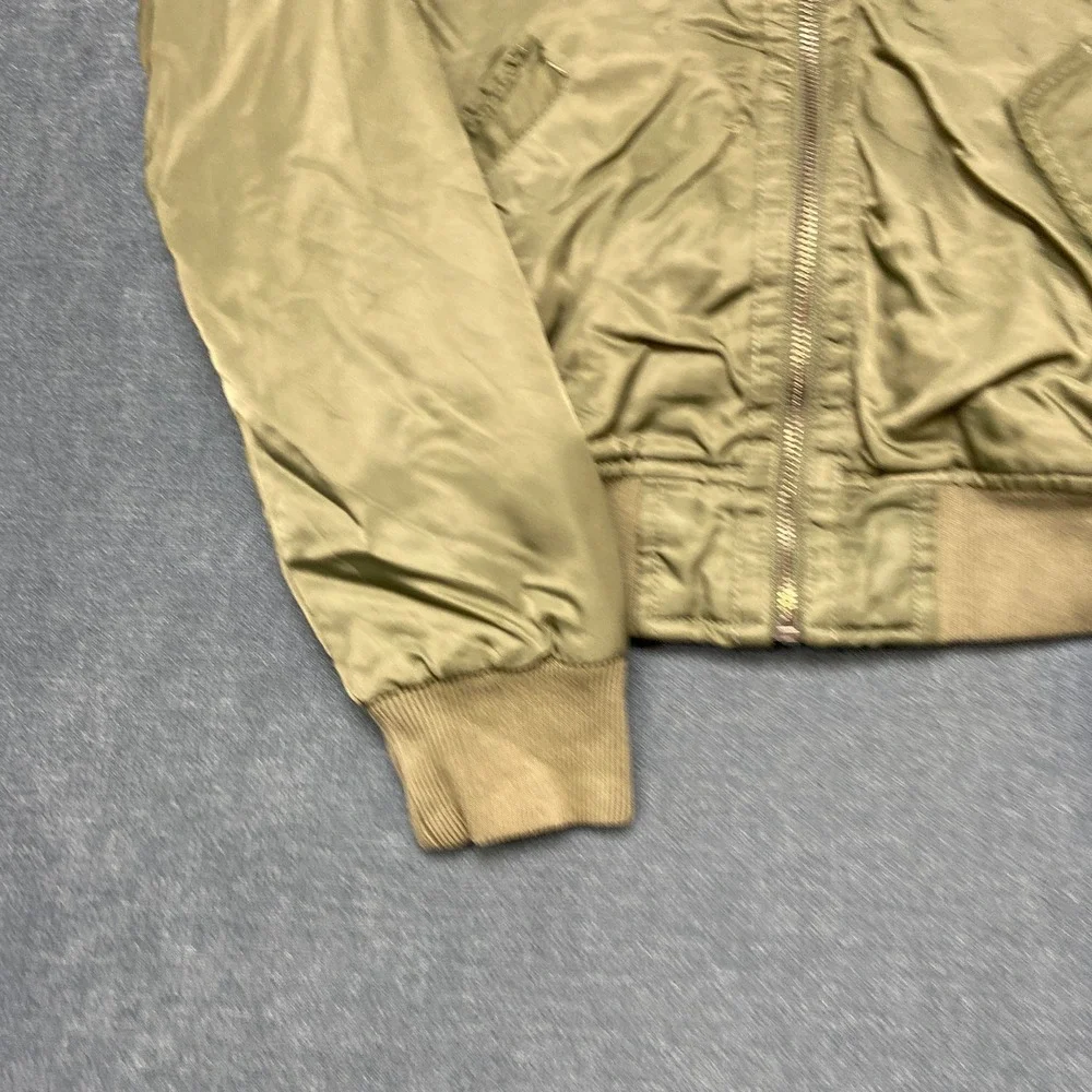 Hollister Bomber Jacket Mens Medium Green Quilted Lined Long Sleeve Full Zip
